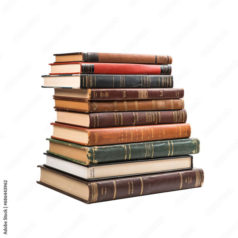 Books stacked isolated on transparent background Books stacked isolated on transparent background