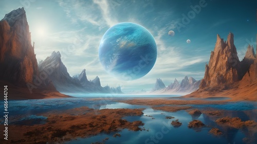 The earth view from another planet. Earth from another planet. Ai ganerated image