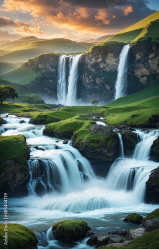 waterfall in the mountains © Pasindu Dilshan