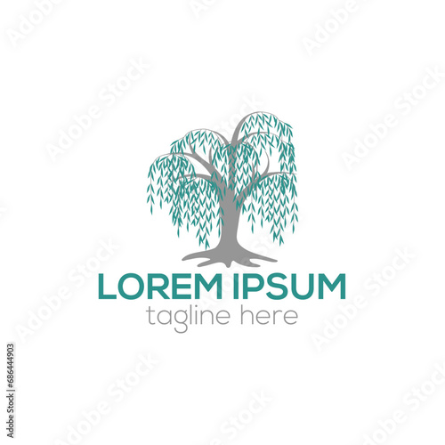 Willow tree logo concept isolated vector template illustration for business and company