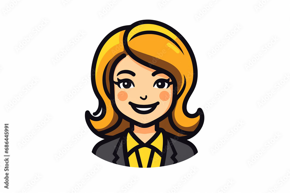 A female secretary cartoon character profile icon in flat and modern line vector illustration art isolated on a white background. Generative AI. A female secretary cartoon character profile icon in flat and modern line vector illustration art isolated on a white background. Generative AI.