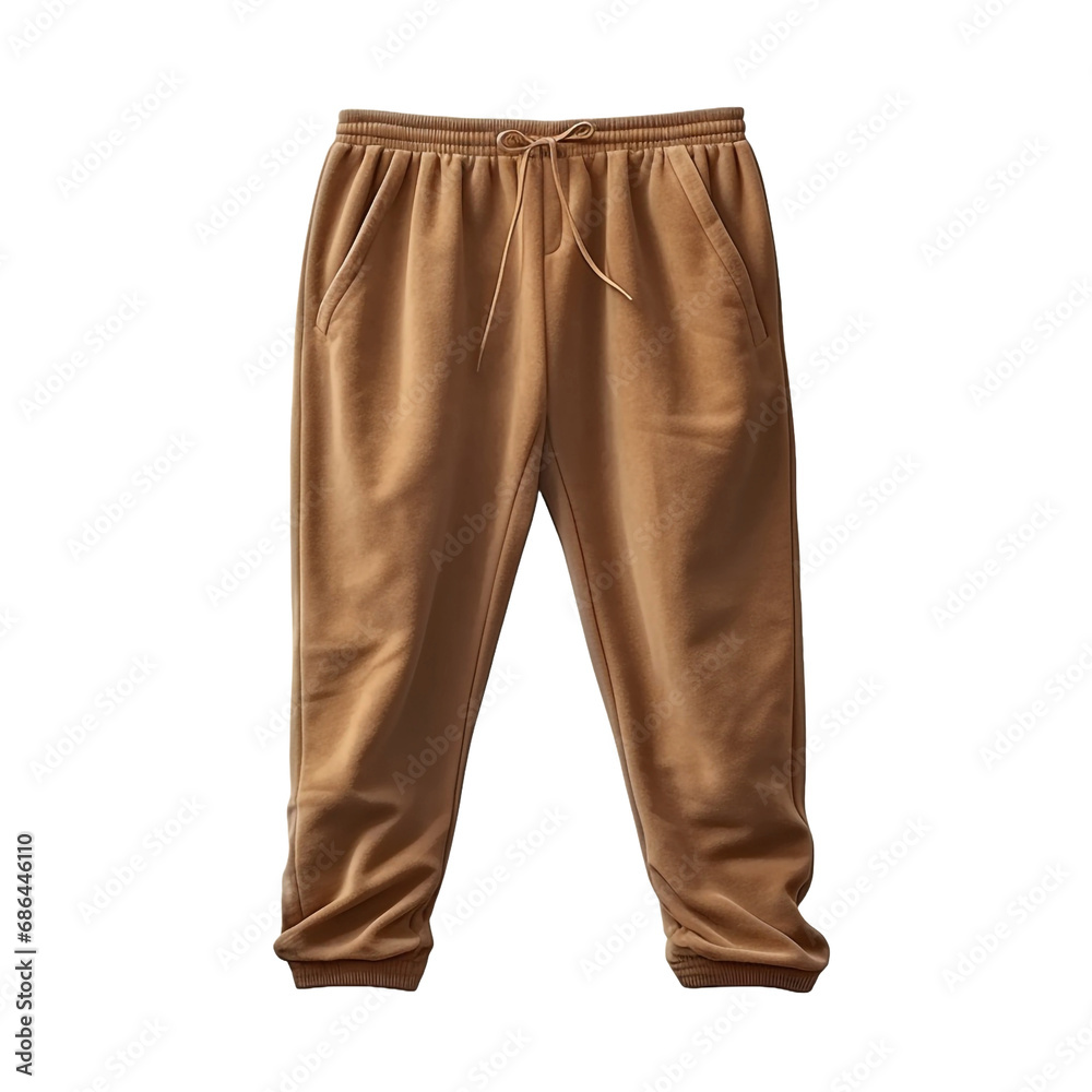 Brown sweatpants for sports isolated on transparent background Brown sweatpants for sports isolated on transparent background