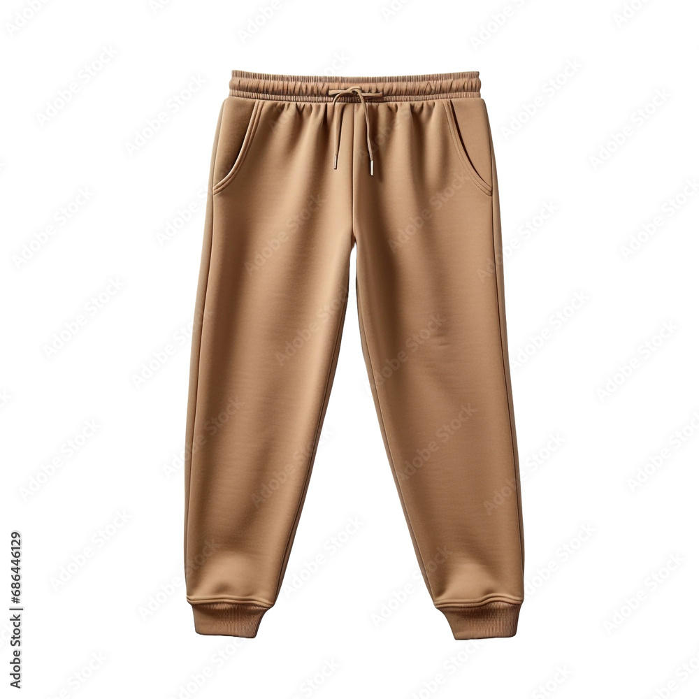 Brown sweatpants for sports isolated on transparent background Brown sweatpants for sports isolated on transparent background