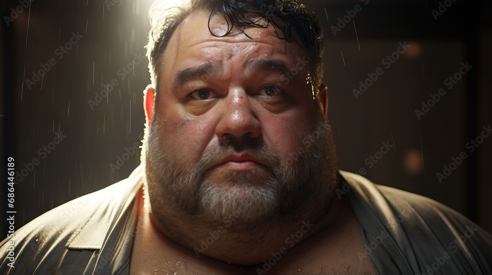 Portrait of a robust man with a beard. Concept of Individuality, Body Positivity, and Embracing Diverse Physical Appearances. Portrait of a robust man with a beard. Concept of Individuality, Body Positivity, and Embracing Diverse Physical Appearances.