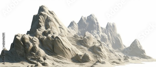 3d rendering rocks mountains shapes on white backgrounds, Generative AI 