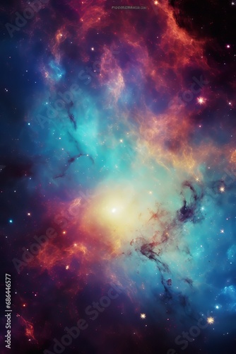 Incredibly beautiful galaxy in outer space. Nebula night starry sky in rainbow colors. Multicolor outer space - vertical orientation