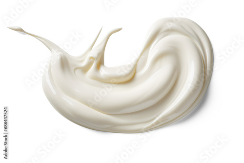 Cream or yoghurt smear. Cut out on transparent	 photo