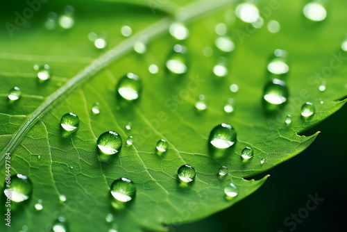 Green leaf little water drops