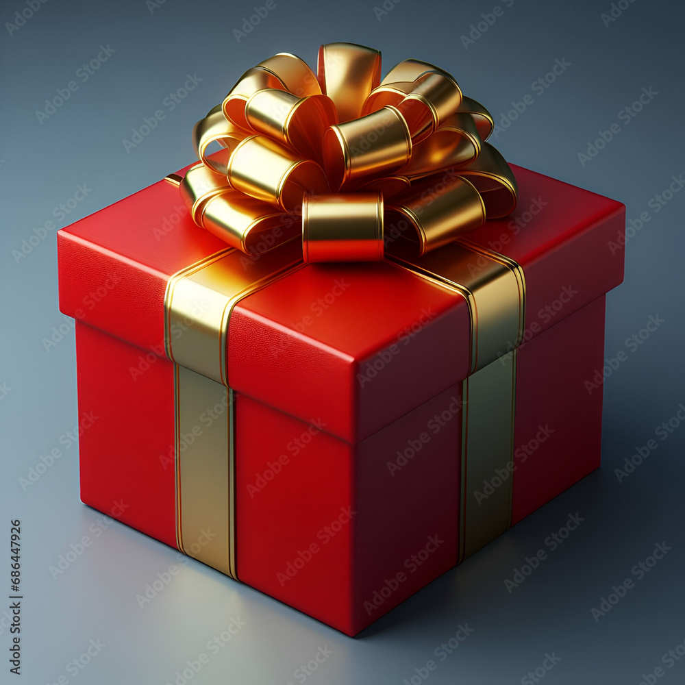 Red gift box with golden bow Red gift box with golden bow