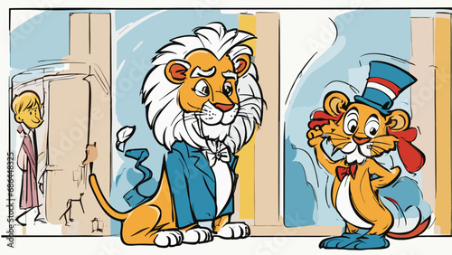 Lion carton character with formal dress vector image. Illustration of cute lion design graphic on the white background