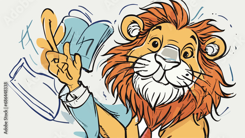 Lion carton character with formal dress vector image. Illustration of cute lion design graphic on the white background