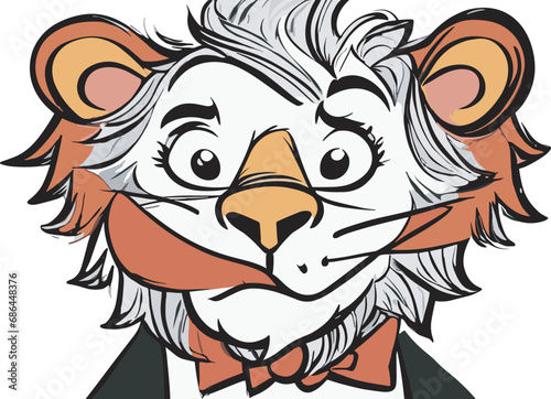 Lion carton character with formal dress vector image. Illustration of cute lion design graphic on the white background