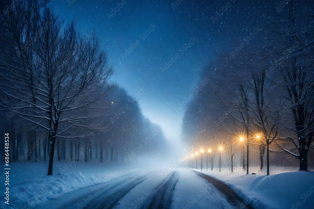 snow covered road Generated Ai