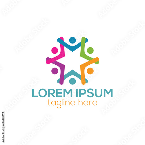 Community logo, partnership logo concept isolated vector template illustration for business and company