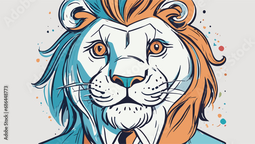 Lion carton character with formal dress vector image. Illustration of cute lion design graphic on the white background