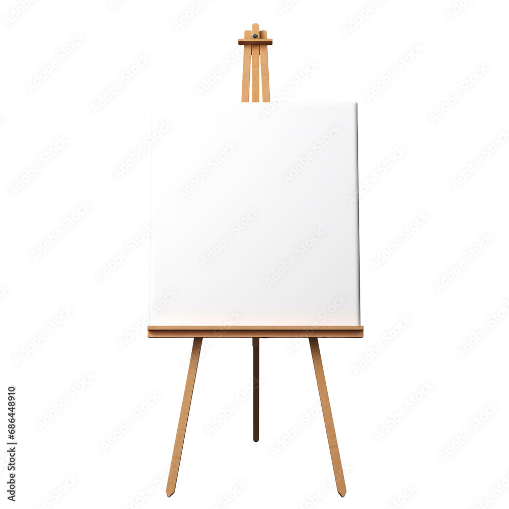 Canvas and easel photograph isolated on transparent background Canvas and easel photograph isolated on transparent background
