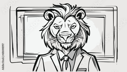 Lion carton character with formal dress vector image. Illustration of cute lion design graphic on the white background