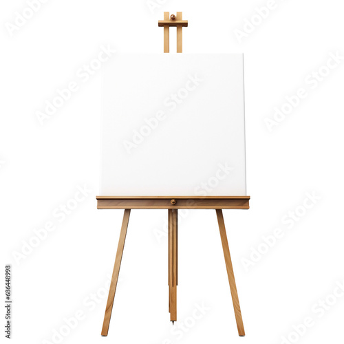 Canvas and easel photograph isolated on transparent background