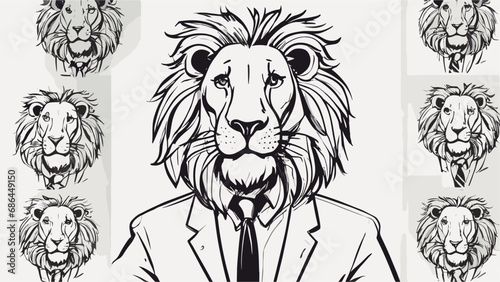 Lion carton character with formal dress vector image. Illustration of cute lion design graphic on the white background