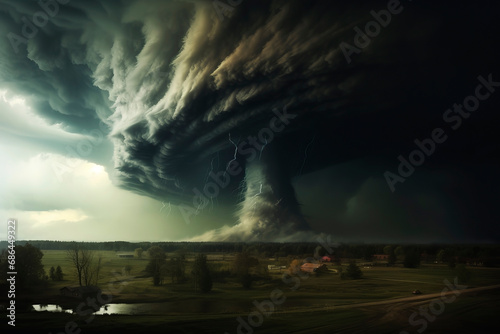 Huge destructive tornado. Generative AI