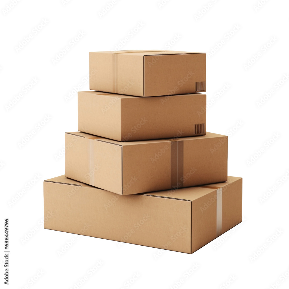 Cardboard boxes isolated on transparent background
