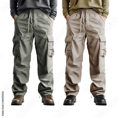 Cargo pants for men with a plain isolated on transparent background