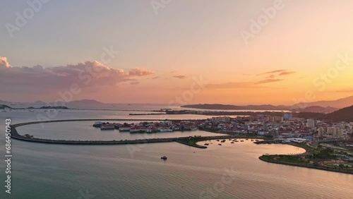 Drone, sunset Casco Viejo, Panama photo