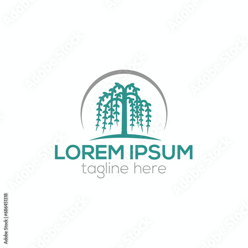 Willow tree logo concept isolated vector template illustration for business and company

