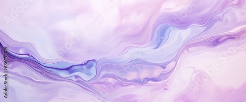 Abstract fluid art background light purple and lilac colors. Liquid marble. Acrylic painting on canvas with violet shiny gradient. Alcohol ink backdrop with pearl wavy pattern photo