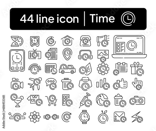 
Time icon set, related to social, business, logistics, daily activities on a white background