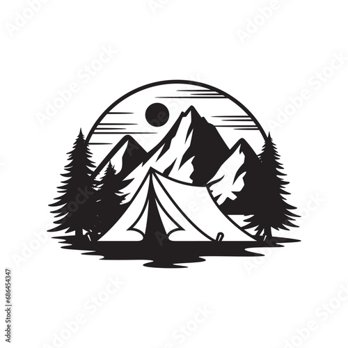 Camping and Adventure illustration Logo Vector Badge