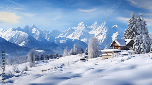 beautiful mountain covered by snow