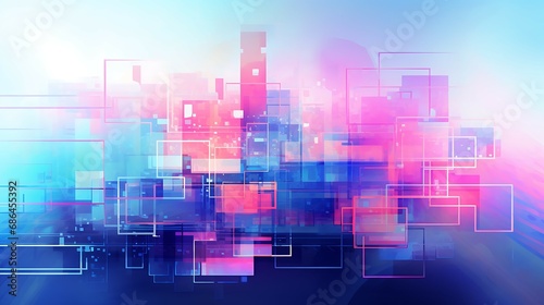 Tech background with watercolor style  soft color and neon color combination  Ai image generative  illustration graphic resource