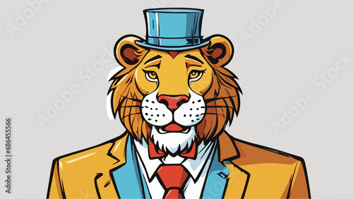 Lion carton character with formal dress vector image. Illustration of cute lion design graphic on the white background