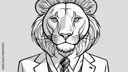 Lion carton character with formal dress vector image. Illustration of cute lion design graphic on the white background