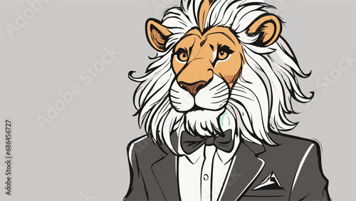 Lion carton character with formal dress vector image. Illustration of cute lion design graphic on the white background