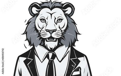 Lion carton character with formal dress vector image. Illustration of cute lion design graphic on the white background