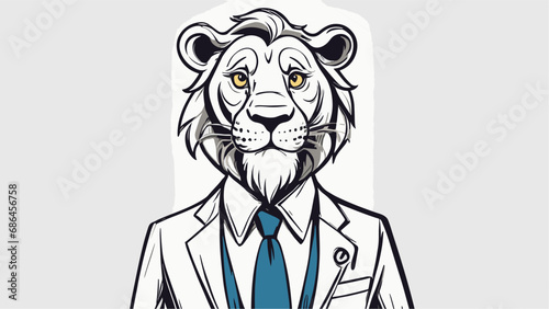 Lion carton character with formal dress vector image. Illustration of cute lion design graphic on the white background