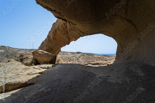 Natural formation. Stone arch of San Miguel de Tajao. Tenerife, Canary Islands, Spain.