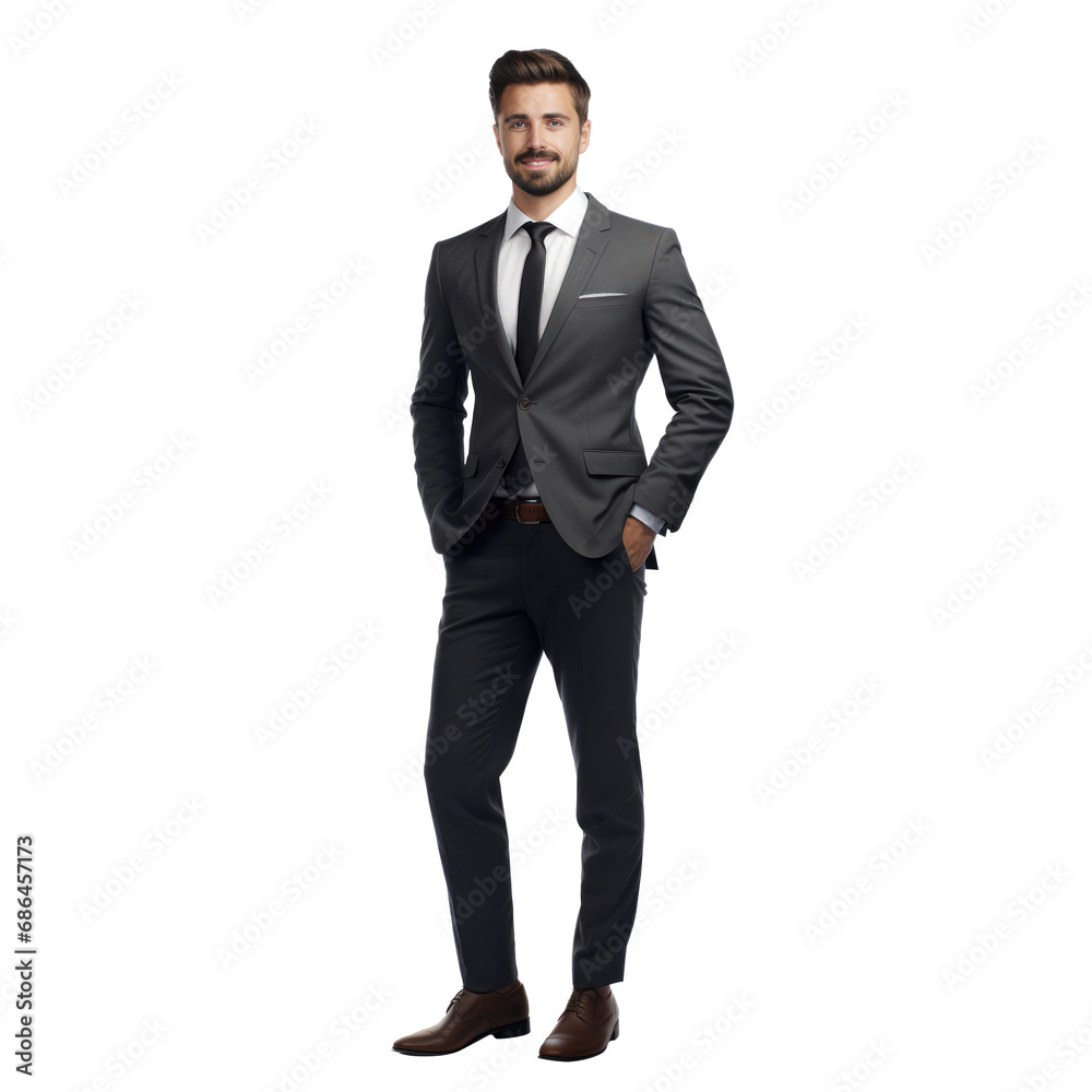 Portrait of Happy smiling businessman ceo wearing suit standing posing, Full body, isolated on white background, png Portrait of Happy smiling businessman ceo wearing suit standing posing, Full body, isolated on white background, png