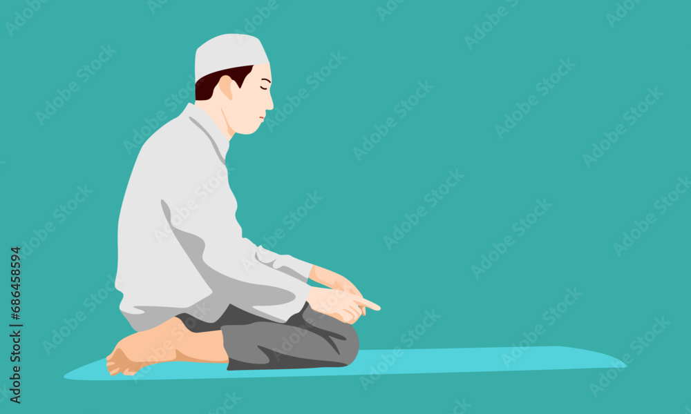 flat illustration of muslim men praying flat illustration of muslim men praying