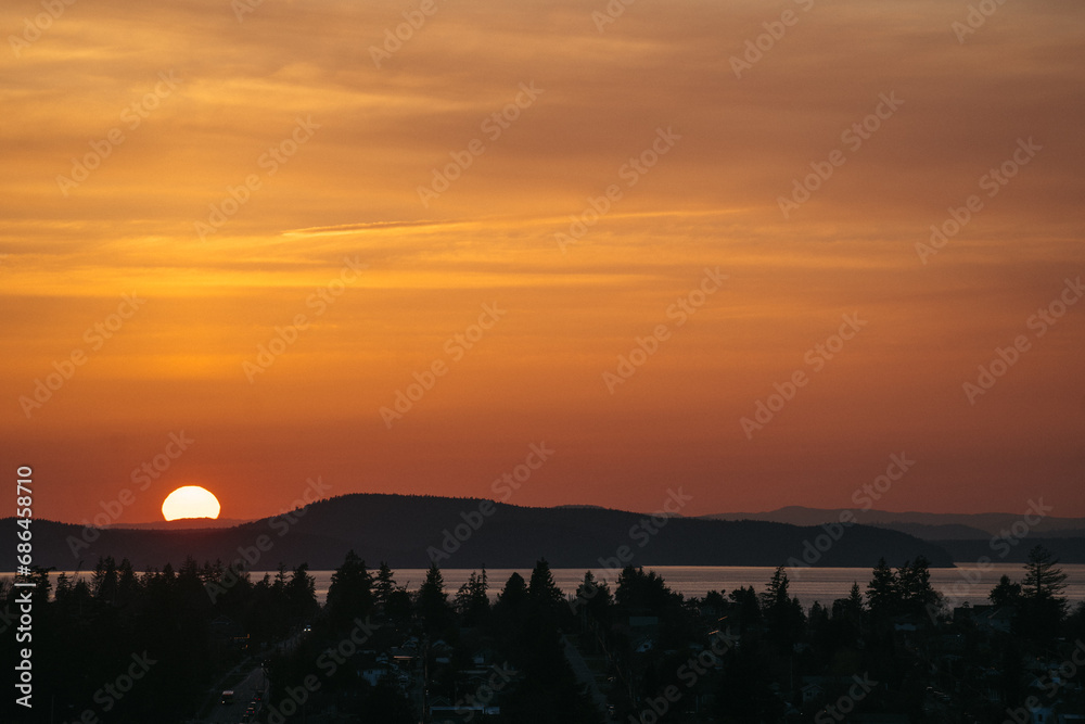 Fototapeta premium Sunset view from Cap Sante Park in Anacortes Washington