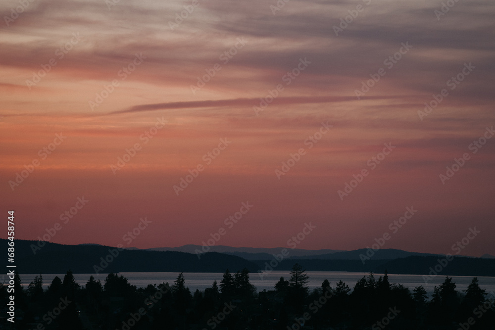 Sunset view from Cap Sante Park in Anacortes Washington