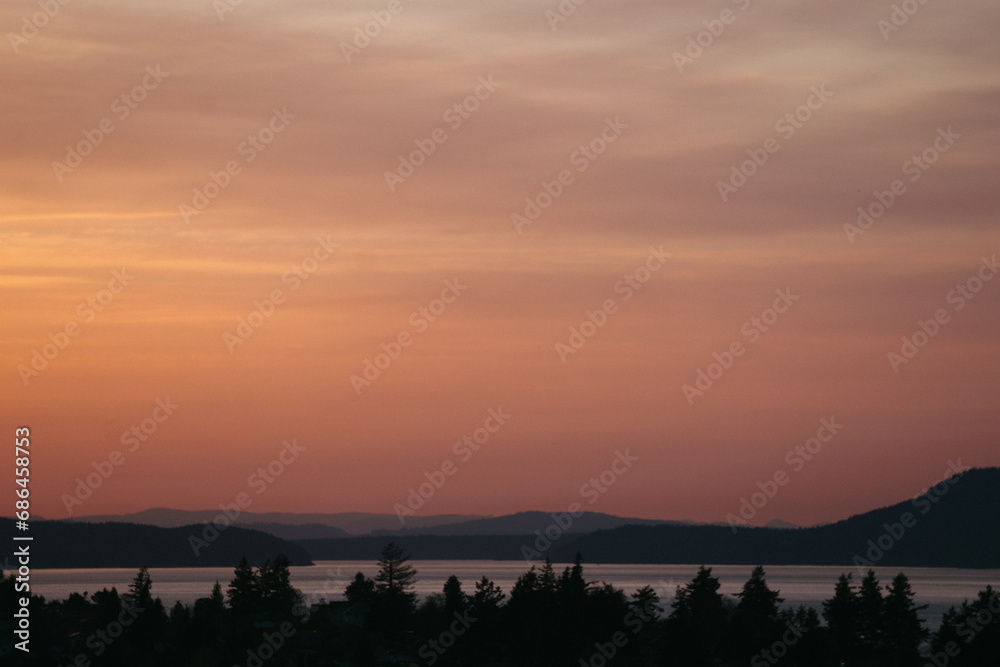 Sunset view from Cap Sante Park in Anacortes Washington Sunset view from Cap Sante Park in Anacortes Washington