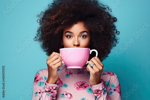 black woman drinking coffee