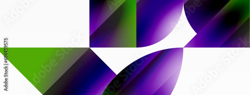 Serene gradient template. Circles and triangles mingle in minimalist perfection. Gentle fusion of forms and hues creates balanced yet captivating backdrop, embodying modern sophistication