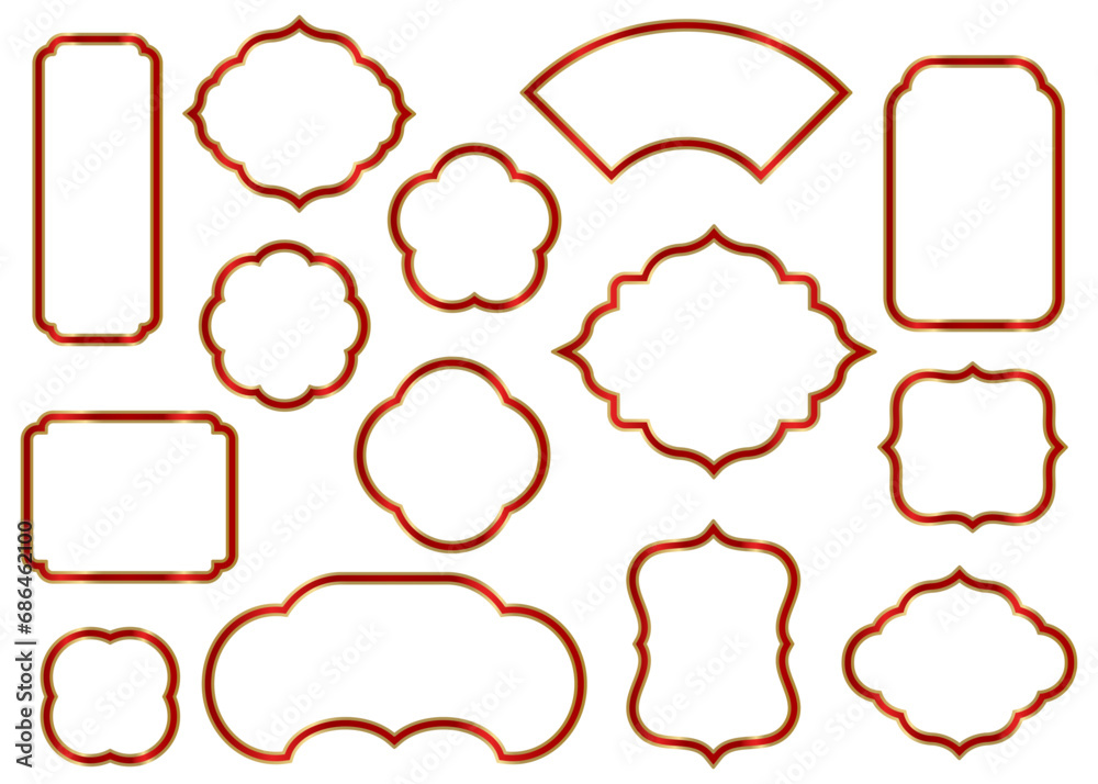 Fototapeta premium 中華風フレームのセット アジアンフレーム