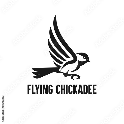flying chickadee bird logo design photo