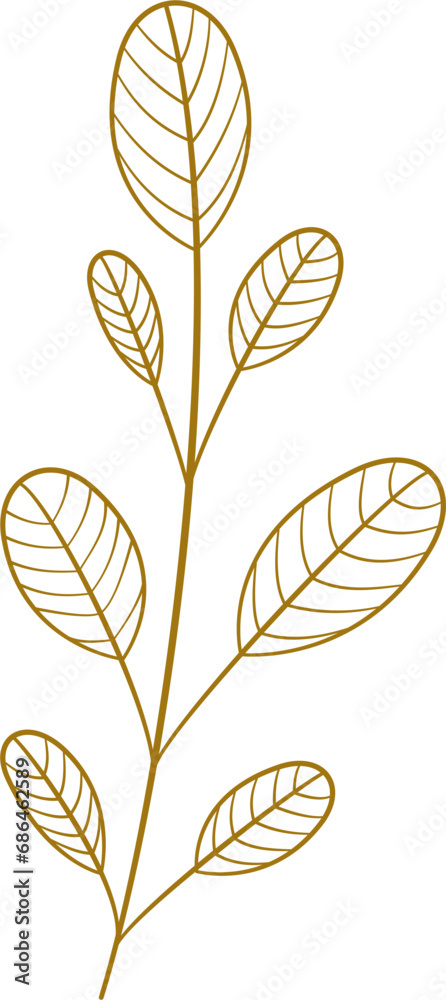 Hand drawn botanical leaf line art vector Hand drawn botanical leaf line art vector
