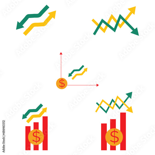 Illustration of economic fluctuation symbol. Increase decrease. Simple elements from economic collection. Creative Fluctuation icons for web design, templates, infographics and more